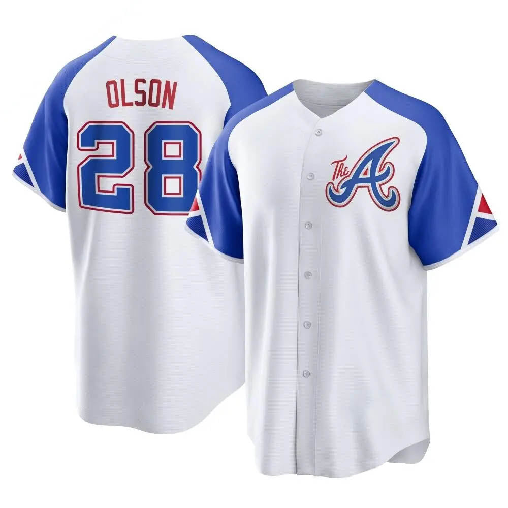 Kooe A.Braves #28 Matt Olson Player White Replica City Connect Stitched Jerseys