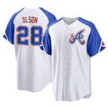 Kooe A.Braves #28 Matt Olson Player White Replica City Connect Stitched Jerseys