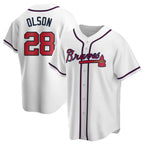 Kooe A.Braves #28 Matt Olson Player White Replica Home Stitched Jerseys