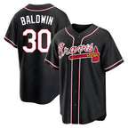 Kooe A.Braves #30 Drake Baldwin player Black Replica Fashion Out Stitched Jerseys