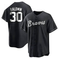 Kooe A.Braves #30 Drake Baldwin player Black&White Replica Stitched Jerseys