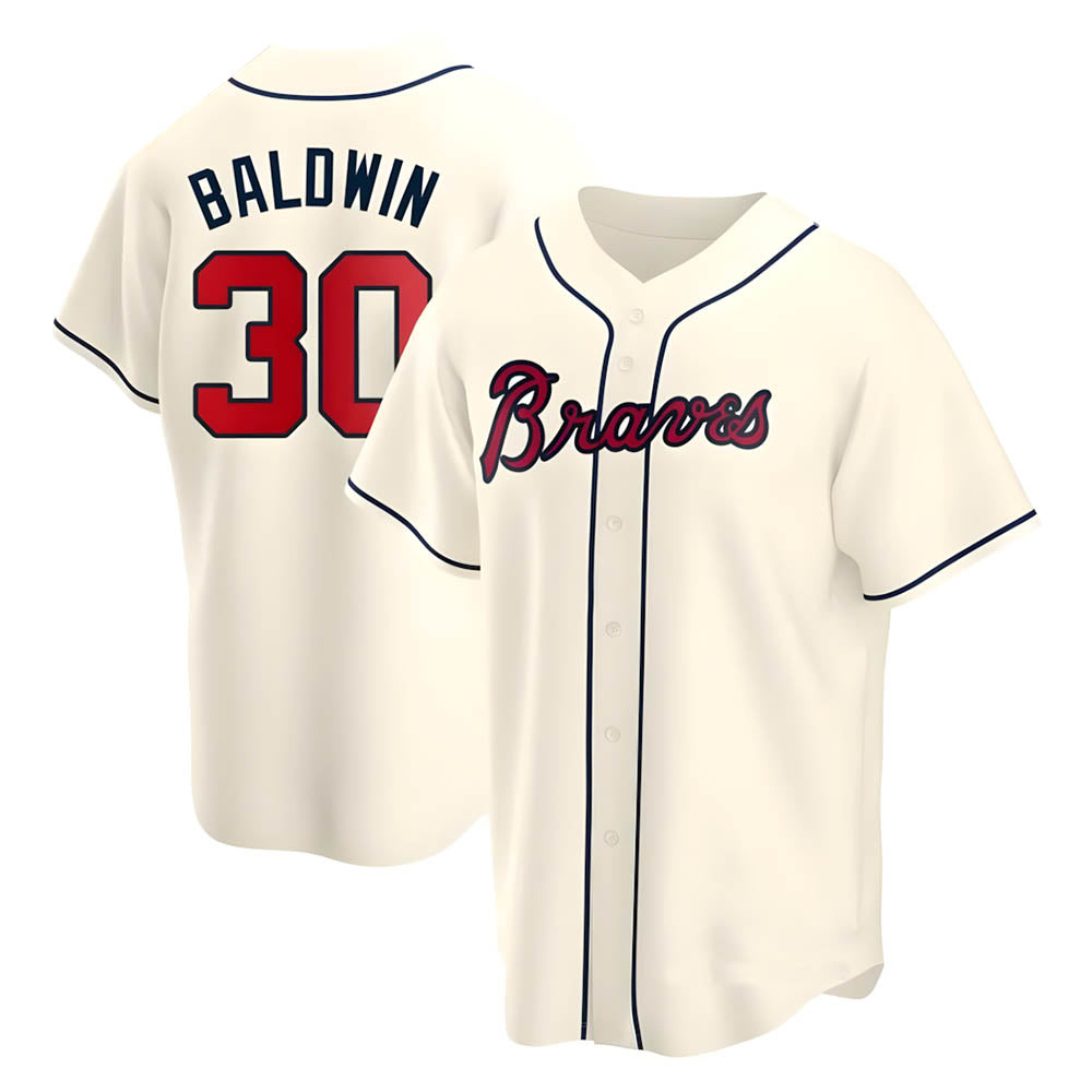 Kooe A.Braves #30 Drake Baldwin player Cream Replica Alternate Stitched Jerseys