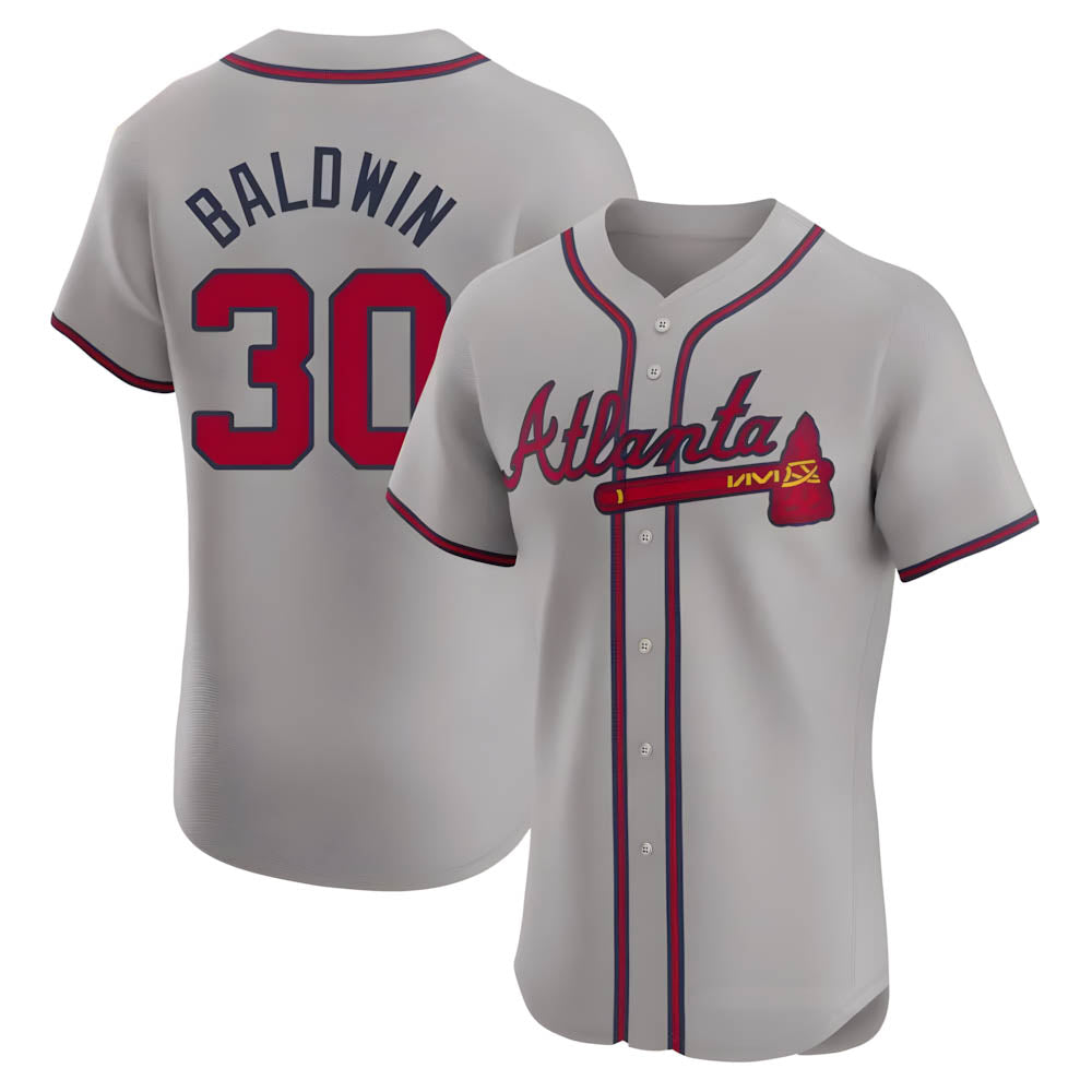 Kooe A.Braves #30 Drake Baldwin player Gray Elite Road Stitched Jerseys