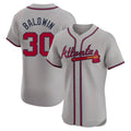Kooe A.Braves #30 Drake Baldwin player Gray Elite Road Stitched Jerseys