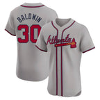 Kooe A.Braves #30 Drake Baldwin player Gray Elite Road Stitched Jerseys