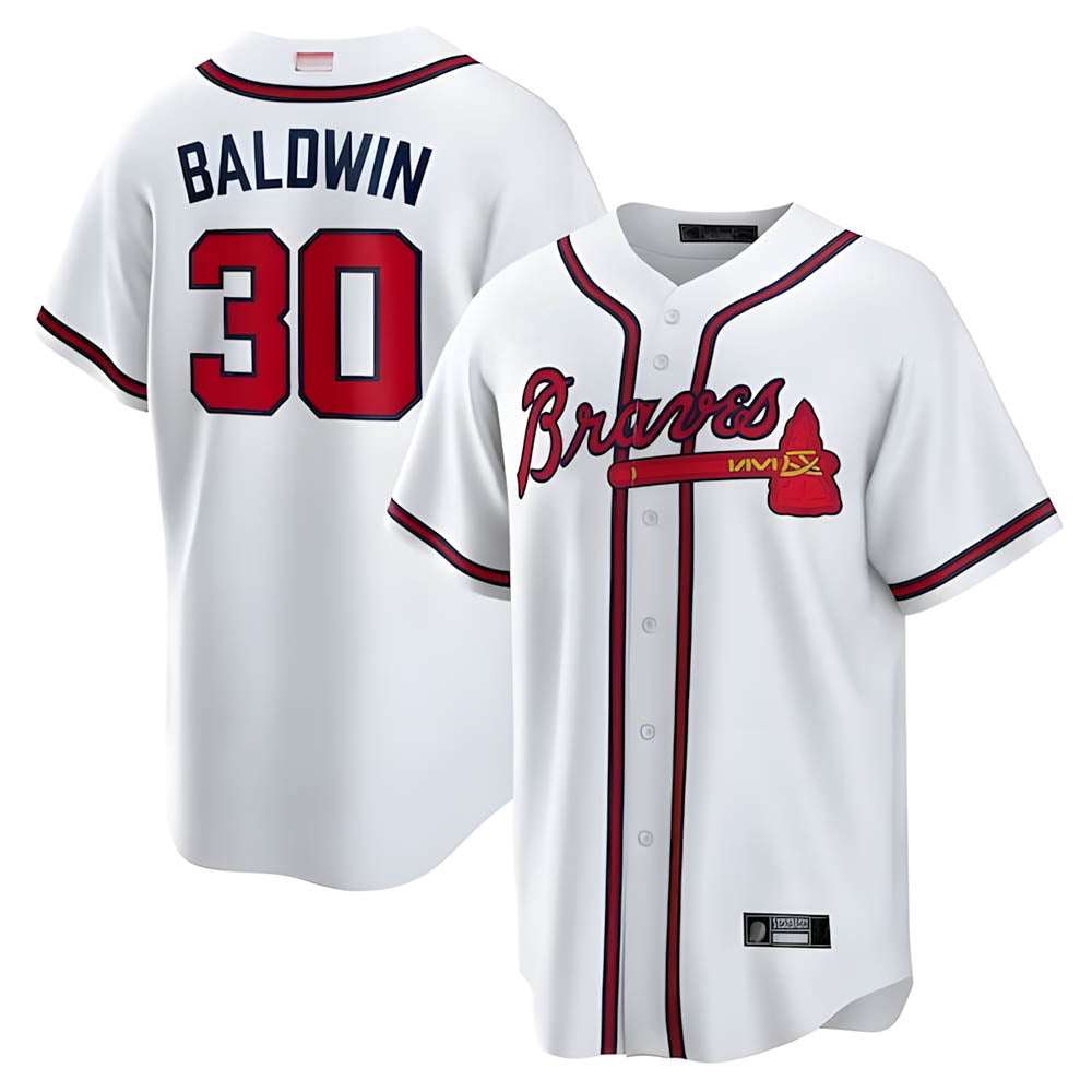 Kooe A.Braves #30 Drake Baldwin player White Home Replica Stitched Jerseys