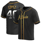 Kooe A.Braves #40 Reynaldo Lopez player Black & Gold Replica en Alternate Stitched Jerseys
