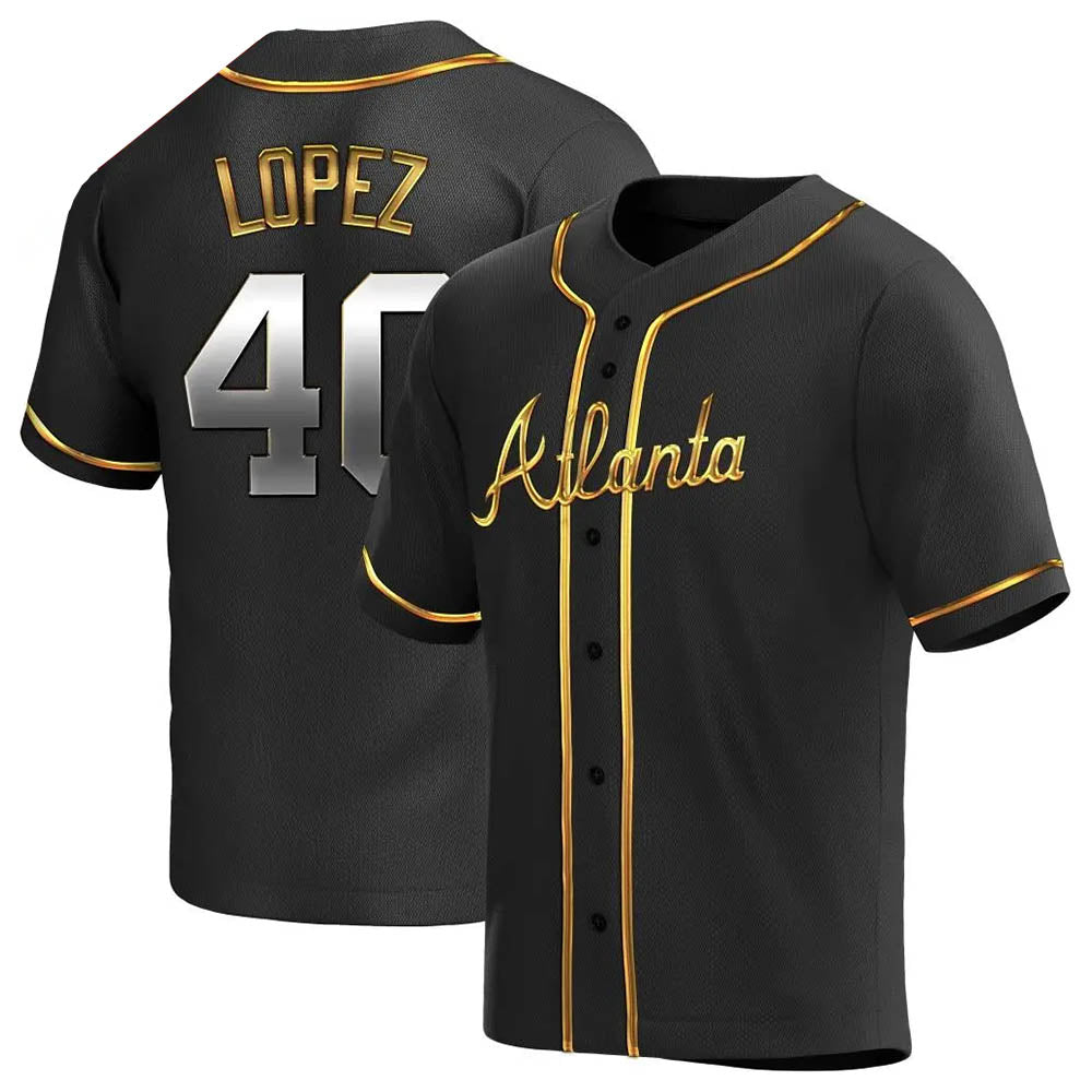 Kooe A.Braves #40 Reynaldo Lopez player Black & Gold Replica en Alternate Stitched Jerseys