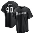 Kooe A.Braves #40 Reynaldo Lopez player Black&White Replica Stitched Jerseys