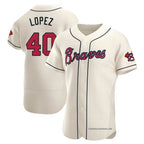 Kooe A.Braves #40 Reynaldo Lopez player Cream Authentic Alternate Stitched Jerseys