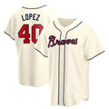 Kooe A.Braves #40 Reynaldo Lopez player Cream Replica Alternate Stitched Jerseys