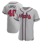 Kooe A.Braves #40 Reynaldo Lopez player Gray Authentic Road Stitched Jerseys