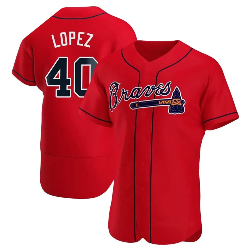 Kooe A.Braves #40 Reynaldo Lopez player Red Authentic Alternate Stitched Jerseys