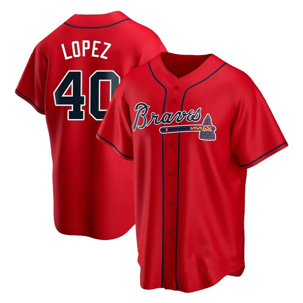 Kooe A.Braves #40 Reynaldo Lopez player Red Replica Alternate Stitched Jerseys