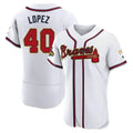 Kooe A.Braves #40 Reynaldo Lopez player White&Gold Authentic Program Stitched Jerseys