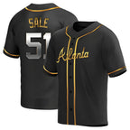 Kooe A.Braves #51 Chris Sale Player Black Golden Alternate Replica Stitched Jerseys