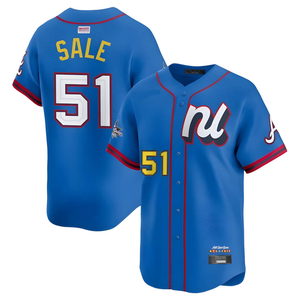Kooe A.Braves #51 Chris Sale Player Blue National League Limited Stitched Jerseys