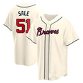 Kooe A.Braves #51 Chris Sale Player Cream Alternate Replica Stitched Jerseys