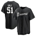 Kooe A.Braves #51 Chris Sale Player White&Black Replica Stitched Jerseys
