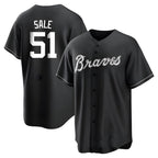 Kooe A.Braves #51 Chris Sale Player White&Black Replica Stitched Jerseys