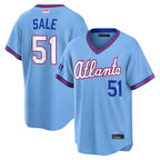 Kooe A.Braves #51 Chris Sale Player Powder Blue 2026 City Connect T shirt Stitched Jerseys