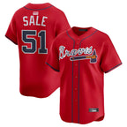 Kooe A.Braves #51 Chris Sale Player Red Alternate Limited Stitched Jerseys