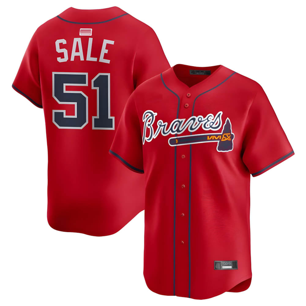 Kooe A.Braves #51 Chris Sale Player Red Alternate Limited Stitched Jerseys