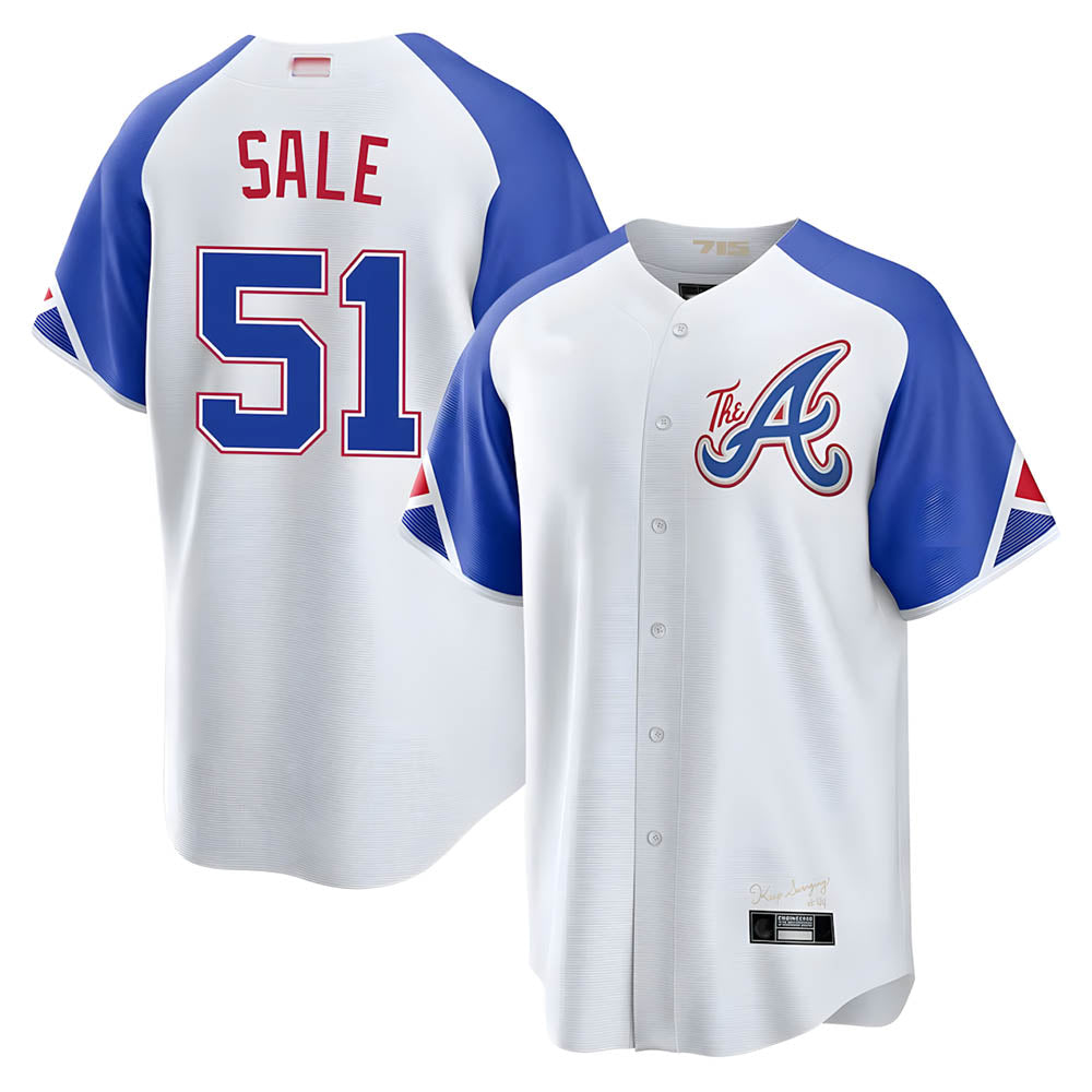 Kooe A.Braves #51 Chris Sale Player White City Connect Limited Stitched Jerseys