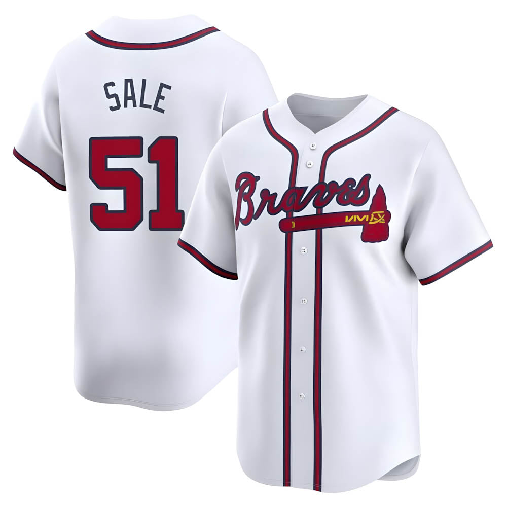 Kooe A.Braves #51 Chris Sale Player White Limited Home Stitched Jerseys