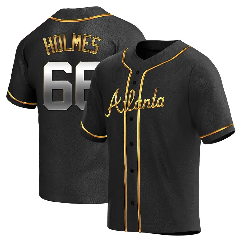 Kooe A.Braves #66 Grant Holmes Player Black&Gold Replica en Alternate Stitched Jerseys