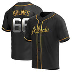 Kooe A.Braves #66 Grant Holmes Player Black&Gold Replica en Alternate Stitched Jerseys