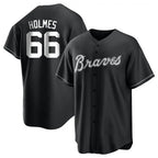 Kooe A.Braves #66 Grant Holmes Player Black&White Replica Stitched Jerseys