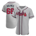 Kooe A.Braves #66 Grant Holmes Player Gray Authentic Road Stitched Jerseys