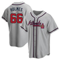 Kooe A.Braves #66 Grant Holmes Player Gray Replica Road Stitched Jerseys