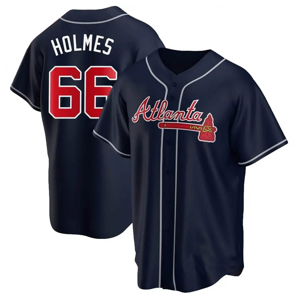 Kooe A.Braves #66 Grant Holmes Player Navy Replica Alternate Stitched Jerseys