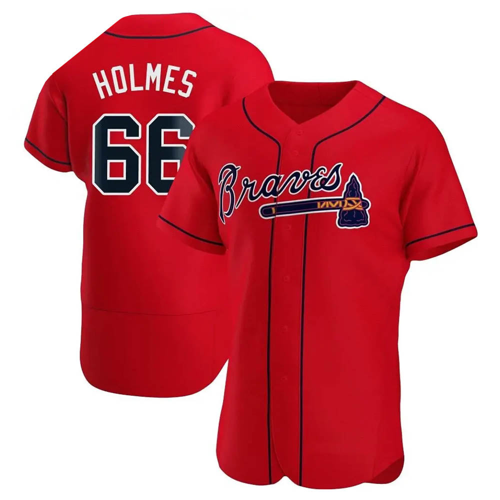 Kooe A.Braves #66 Grant Holmes Player Red Authentic Alternate Stitched Jerseys