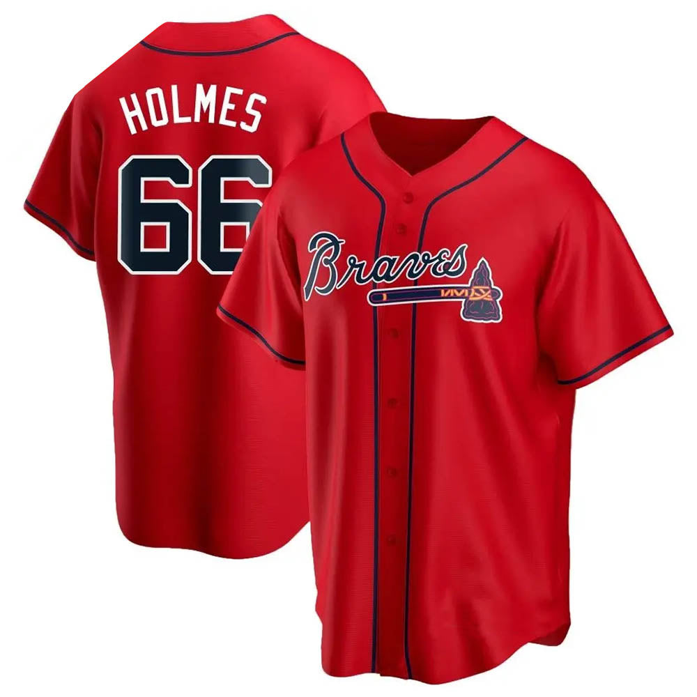 Kooe A.Braves #66 Grant Holmes Player Red Replica Alternate Stitched Jerseys