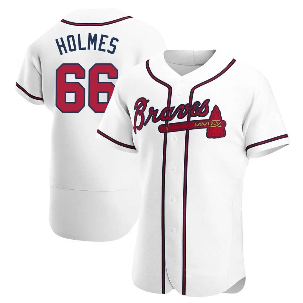 Kooe A.Braves #66 Grant Holmes Player White Authentic Home Stitched Jerseys