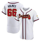 Kooe A.Braves #66 Grant Holmes Player White&Gold Authentic Program Stitched Jerseys