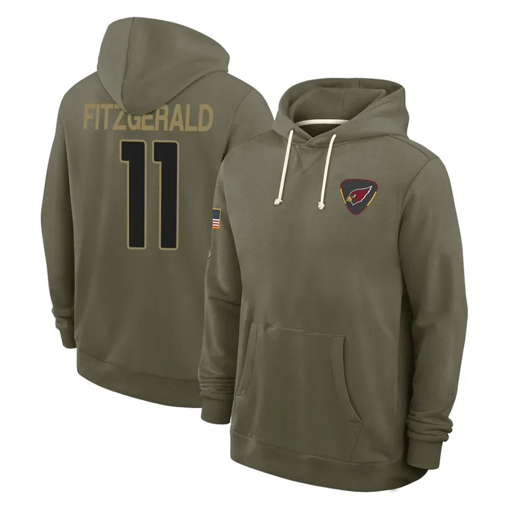 Kooe A.Cardinals #11 Larry Fitzgerald Player Olive Salute to Service Hoodies Stitched Jerseys