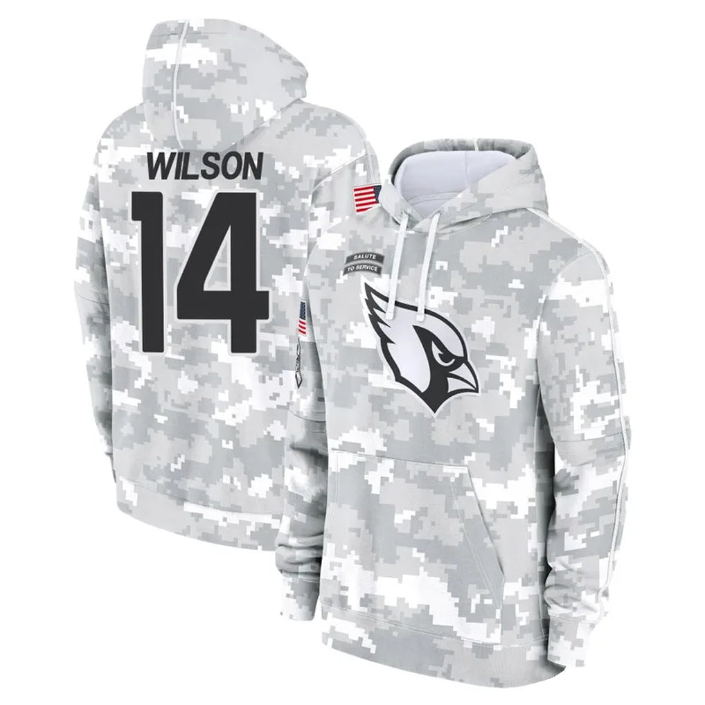 Kooe A.Cardinals #14 Michael Wilson Player Arctic Camo Salute to Service Hoodies Stitched Jerseys