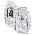 Kooe A.Cardinals #14 Michael Wilson Player Arctic Camo Salute to Service Hoodies Stitched Jerseys
