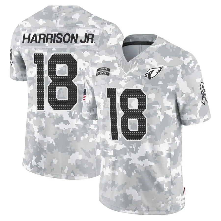 Kooe A.Cardinals #18 Marvin Harrison Jr. Player Camo Salute to Service Limited Stitched Stitched Jerseys