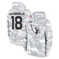 Kooe A.Cardinals #18 Marvin Harrison Jr. Player Camo Salute to Service Hoodies Stitched Jerseys
