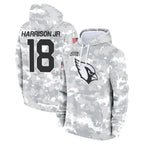 Kooe A.Cardinals #18 Marvin Harrison Jr. Player Camo Salute to Service Hoodies Stitched Jerseys
