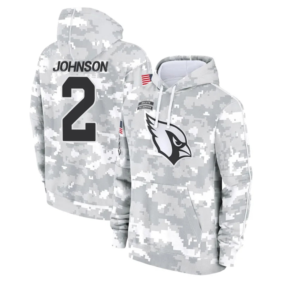 Kooe A.Cardinals #2 Will Johnson Player Camo Salute to Service Hoodies Stitched Jerseys