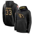 Kooe A.Cardinals #33 Trey Benson Player Black Salute to Service Hoodies Stitched Jerseys