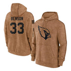 Kooe A.Cardinals #33 Trey Benson Player Brown Salute To Service Limited Hoodies Stitched Jerseys