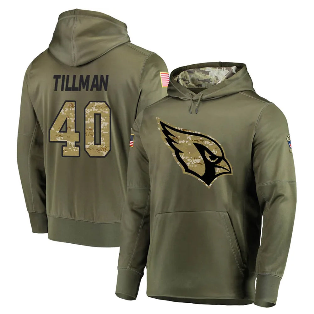 Kooe A.Cardinals #40 Pat Tillman Player Olive Salute to Service Limited Hoodie Jerseys