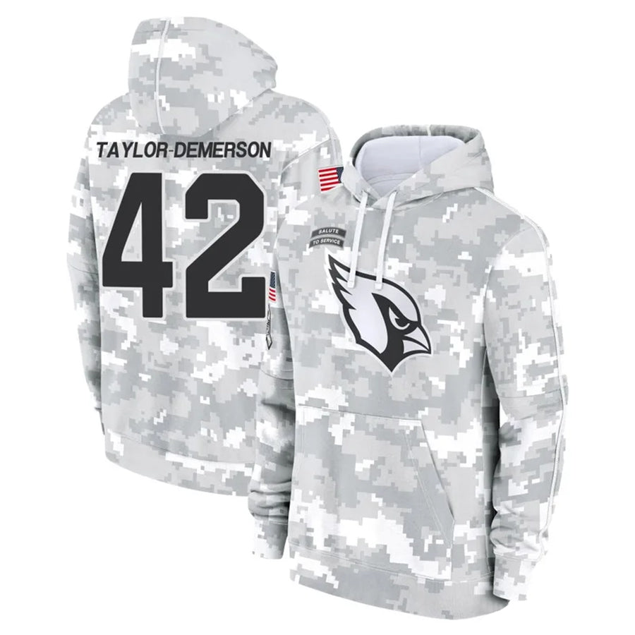 Kooe A.Cardinals #42 Dadrion Taylor-Demerson Player Camo Salute to Service Hoodies Stitched Jerseys